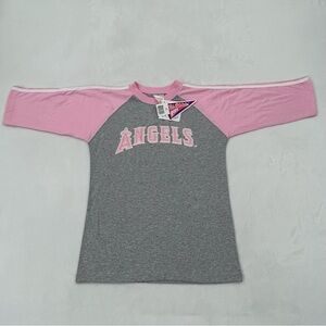 Los Angeles Angels Anaheim Baseball Gray Pink 3/4 Long sleeve Shirt Girls sizes